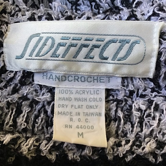 FINAL SALE Vtg ‘80s Sideffects Hand-crochet Shaggy Sweater, M - Picture 3 of 3